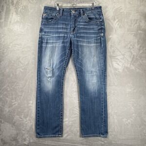 Salvage Buckle Jeans men's 34x31 Mayhem Regular Straight Blue Denim Distressed